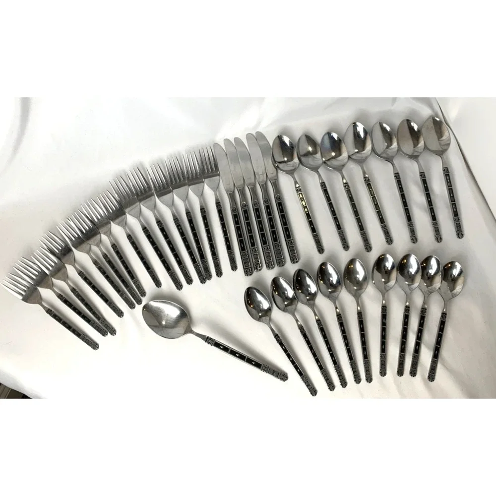 Continental Stainless Flatware MCM Black Diamond ‎ *36 piece Lot* Japan Vintage